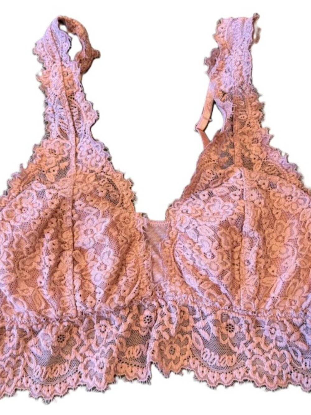 Aerie Women's Pink Lace Bralette Removable Pads Size Medium Wireless Comfort